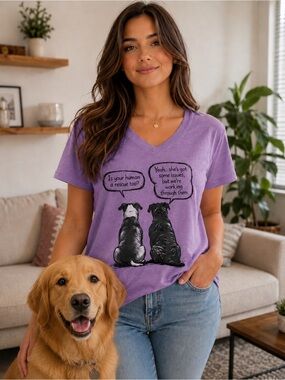 “Is Your Human a Rescue Too?” Women’s T-Shirt- Small